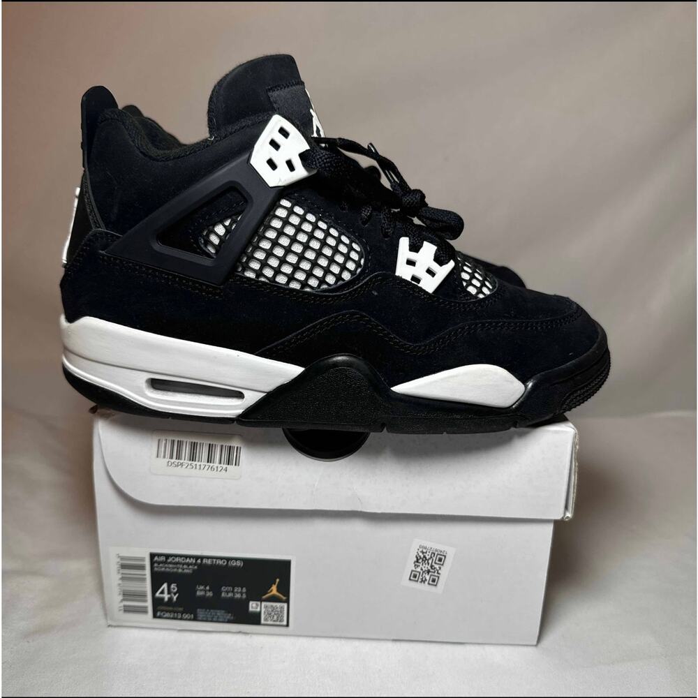 Size 4.5 - Nike Air Jordan 4 Retro GS White Thunder Men's Shoes